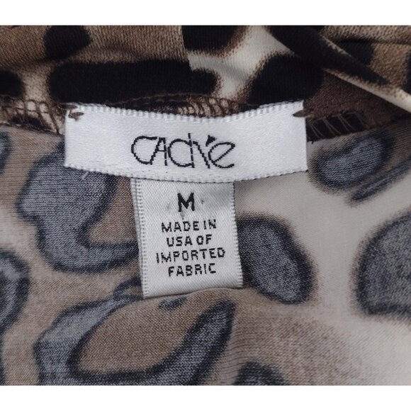 Cache Y2K Faux Wrap Animal Print Slinky Top Size M Cheetah Assymetrical - Picture 5 of 7